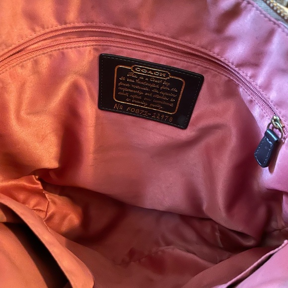 Coach Signature Strip Tote - Gold/Brown w/ Pink Lining - Picture 4 of 5